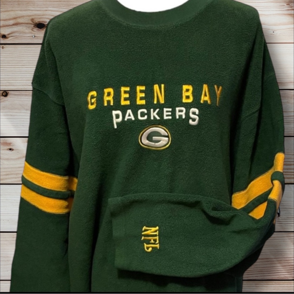 Vintage Green Bay Packers NFL Fleece Pullover Football Retro Green Fleece 2XL